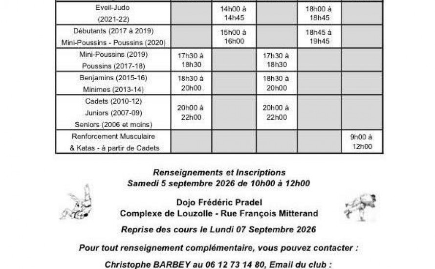 Planning des cours